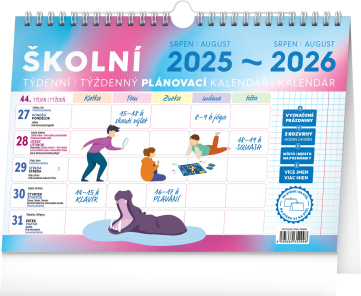 Školský plánovací kalendár 2026 s háčikom CZ/SK 2026, 30 x 21 cm
