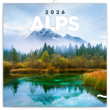 Poznámkový kalendár 2026 Alpy 2026, 30 x 30 cm