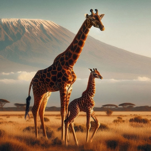 (D) 3D pohľadnica štvorec Two Giraffes AI (Dve žirafy)