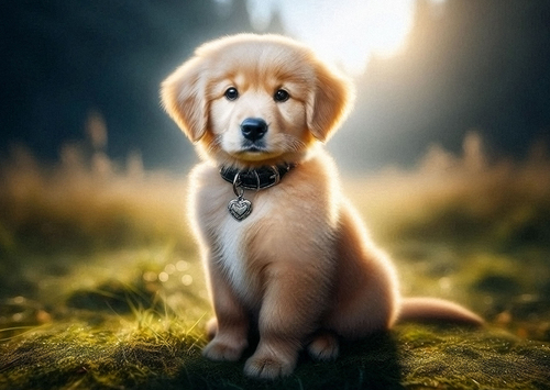3D pohľadnica Puppy Silver Heart AI (Šteniatko)