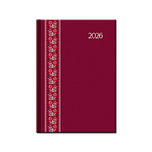 Denný diár A5 2026 FOLK EXTRA červený
