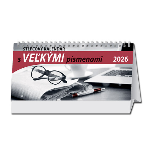 Stolový kalendár 2026 s veľkými písmenami stĺpcový