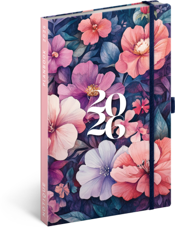 Planbook diár/notes Kytica 2026, 13 x 21 cm