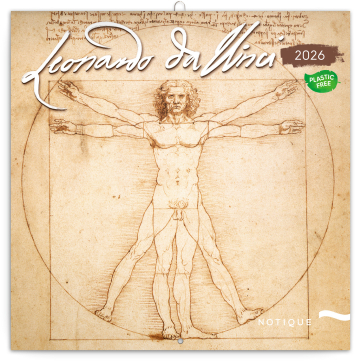 Poznámkový kalendár 2026 Leonardo da Vinci 2026, 30 x 30 cm
