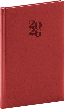 Týždenný diár Essenza 2026, čerešňa, 15 x 21 cm