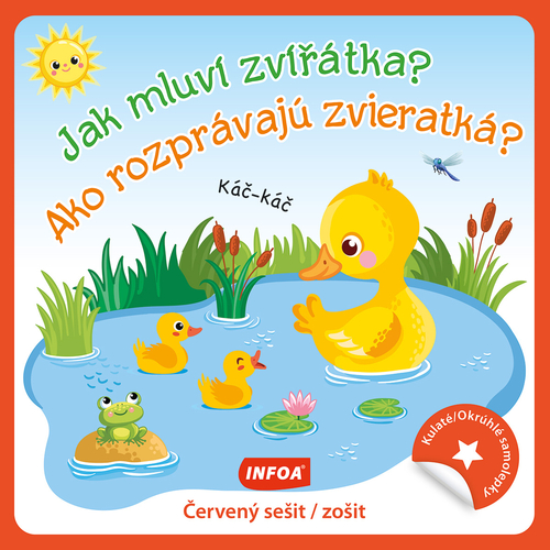 Kulaté samolepky: Jak mluví zvířátka? / Ako rozprávajú zvieratká? - červený sešit / zošit (CZ/SK vydanie)