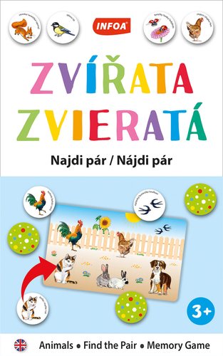 Výuková hra (krabička) - Najdi pár - Zvířata/ Zvieratá (CZ/SK vydanie)