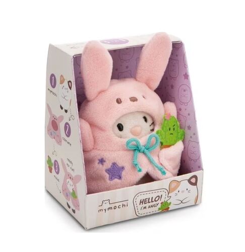 NICI plyš MyMochi Mačička Angy v kostýme zajačika s kaktusom,set darčekové balenie 8,5x6,5x10cm
