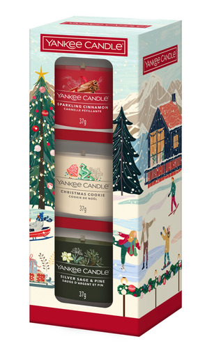 Yankee Candle Vianočný set 3x VOTÍVNA SVIEČKA V SKLE