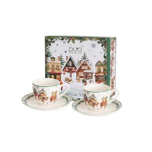 Sada 2 šálok s podšálkou 270 ml CHRISTMAS VILLAGE