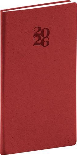 NOTIQUE Vreckový diár Essenza 2026, čerešňa, 9 x 15,5 cm