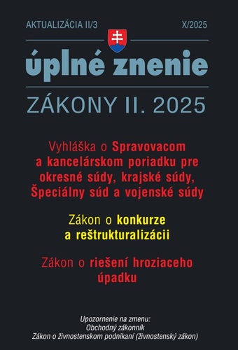 Aktualizácia 2025 II/3 - Konkurz a reštrukturalizácia