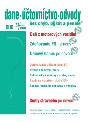 Dane účtovníctvo odvody 2-3/2026 - Daň z motorových vozidiel