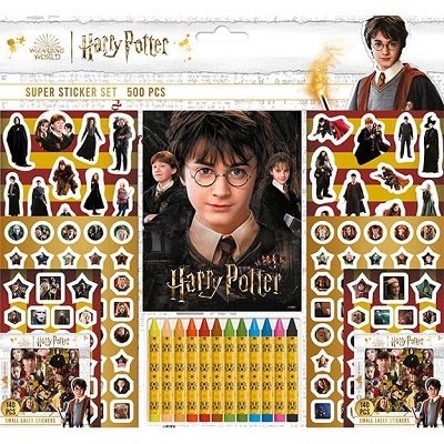 Samolepkový set s maľovankami a voskovkami 500 ks - Harry Potter