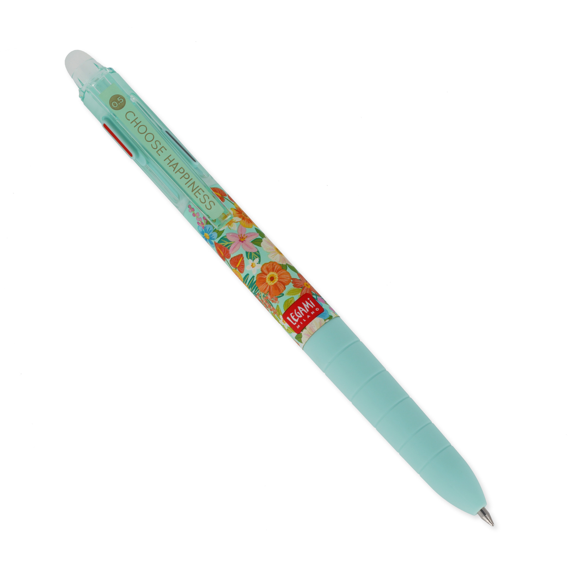 Legami 3-farebné gumovacie gélové pero Flowers