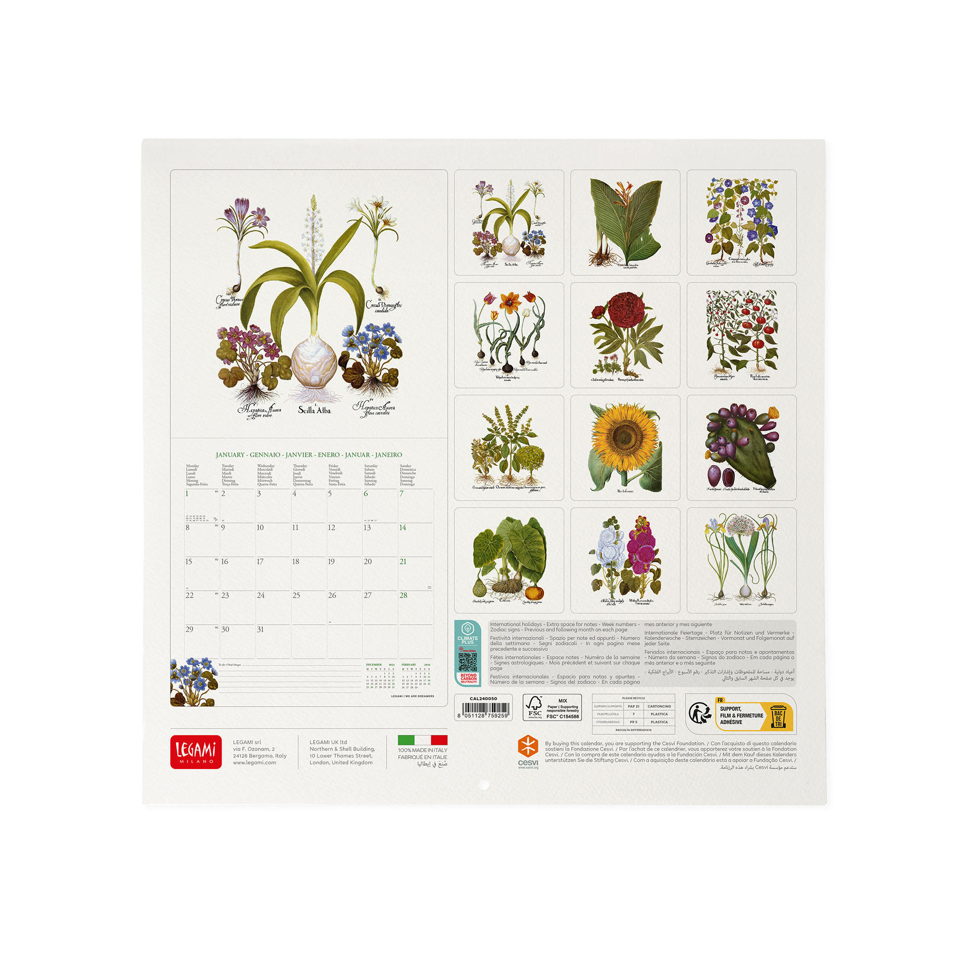 Legami Nástenný kalendár Herbár 2024