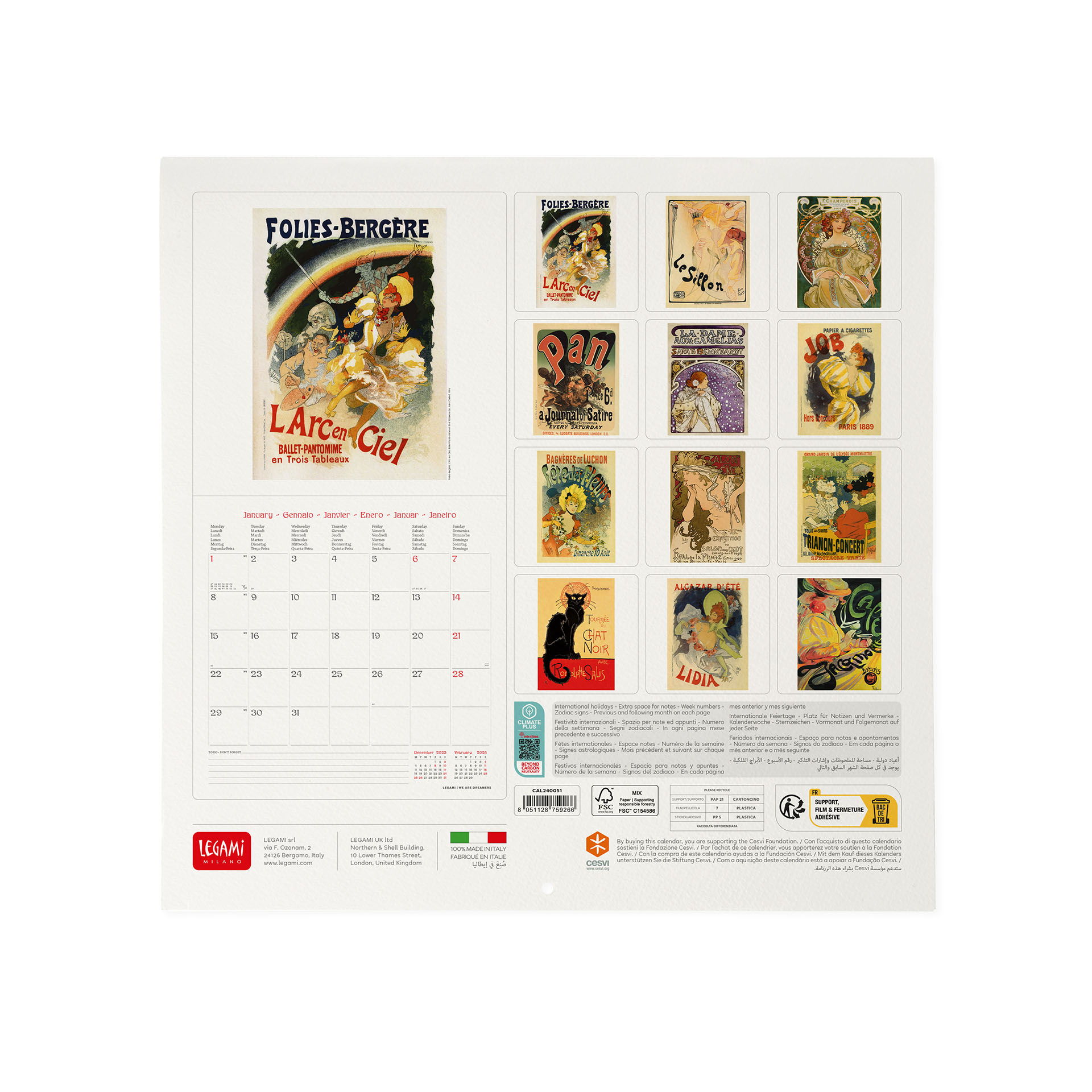 Legami Nástenný kalendár Belle Époque 2024