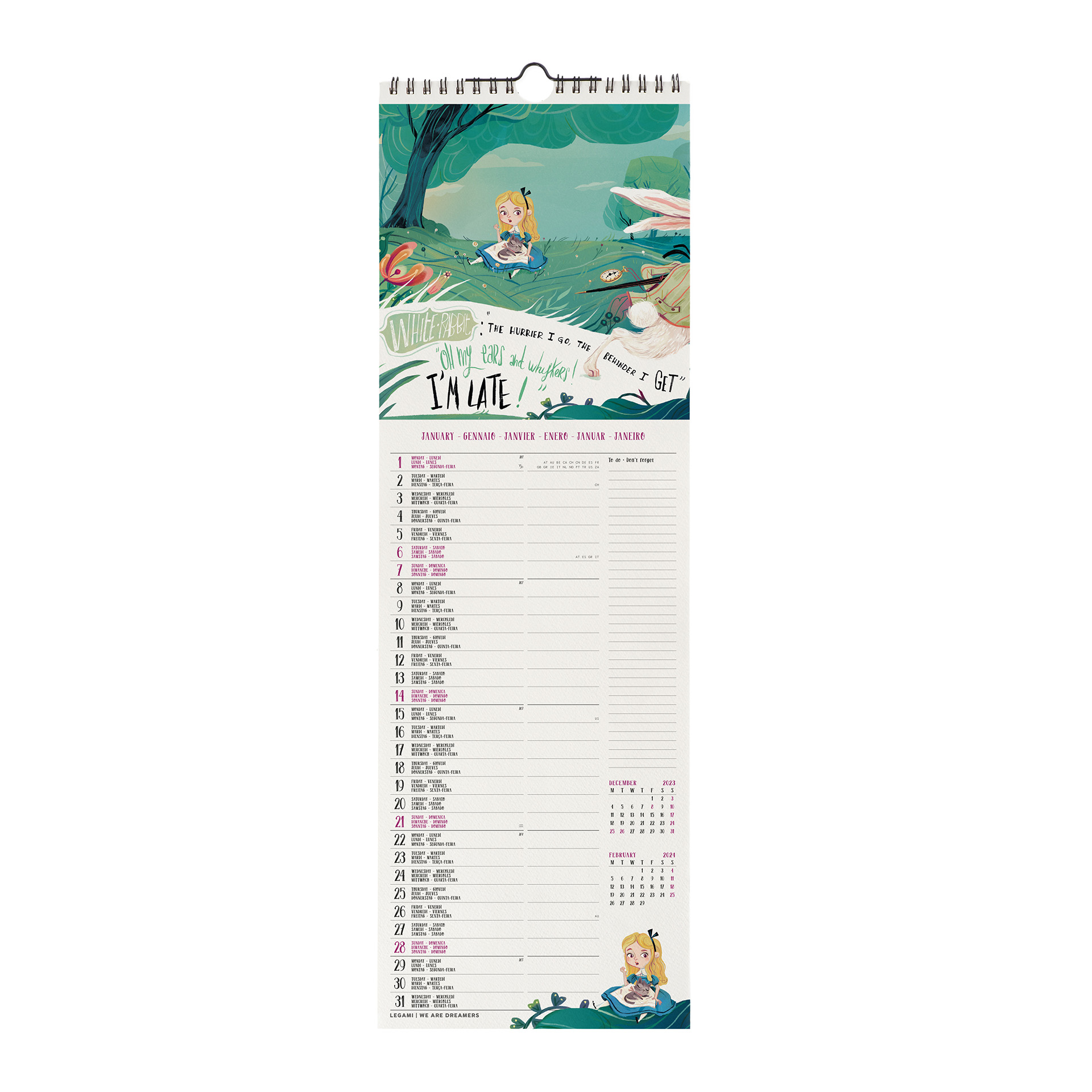 Legami Nástenný kalendár Alica v krajine zázrakov 2024