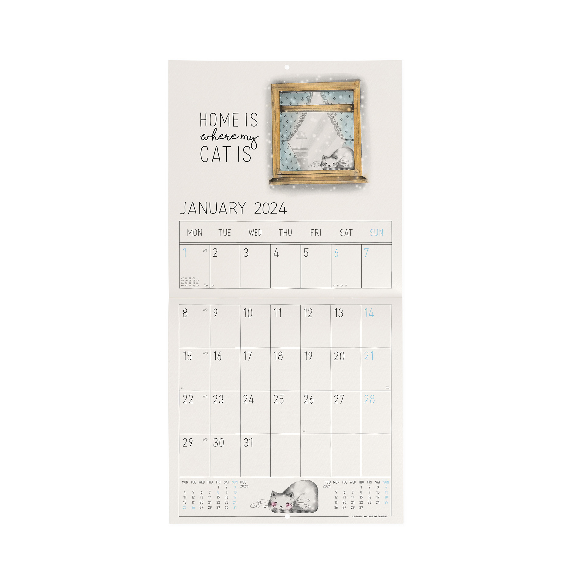 Legami Nástenný kalendár Mačky 2024