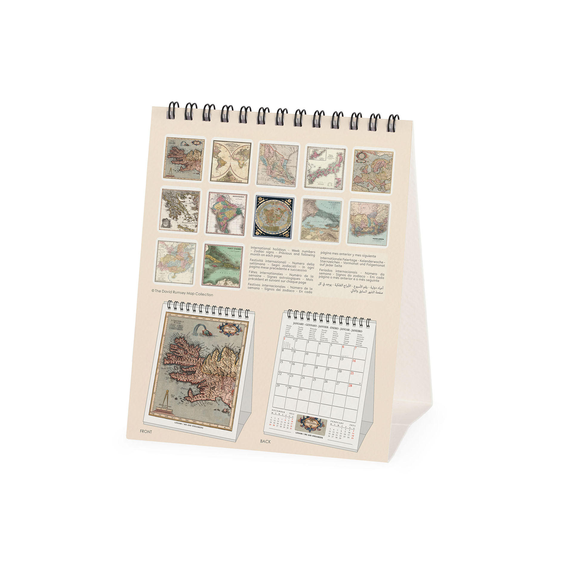 Legami Stolový kalendár Vintage mapy 2024