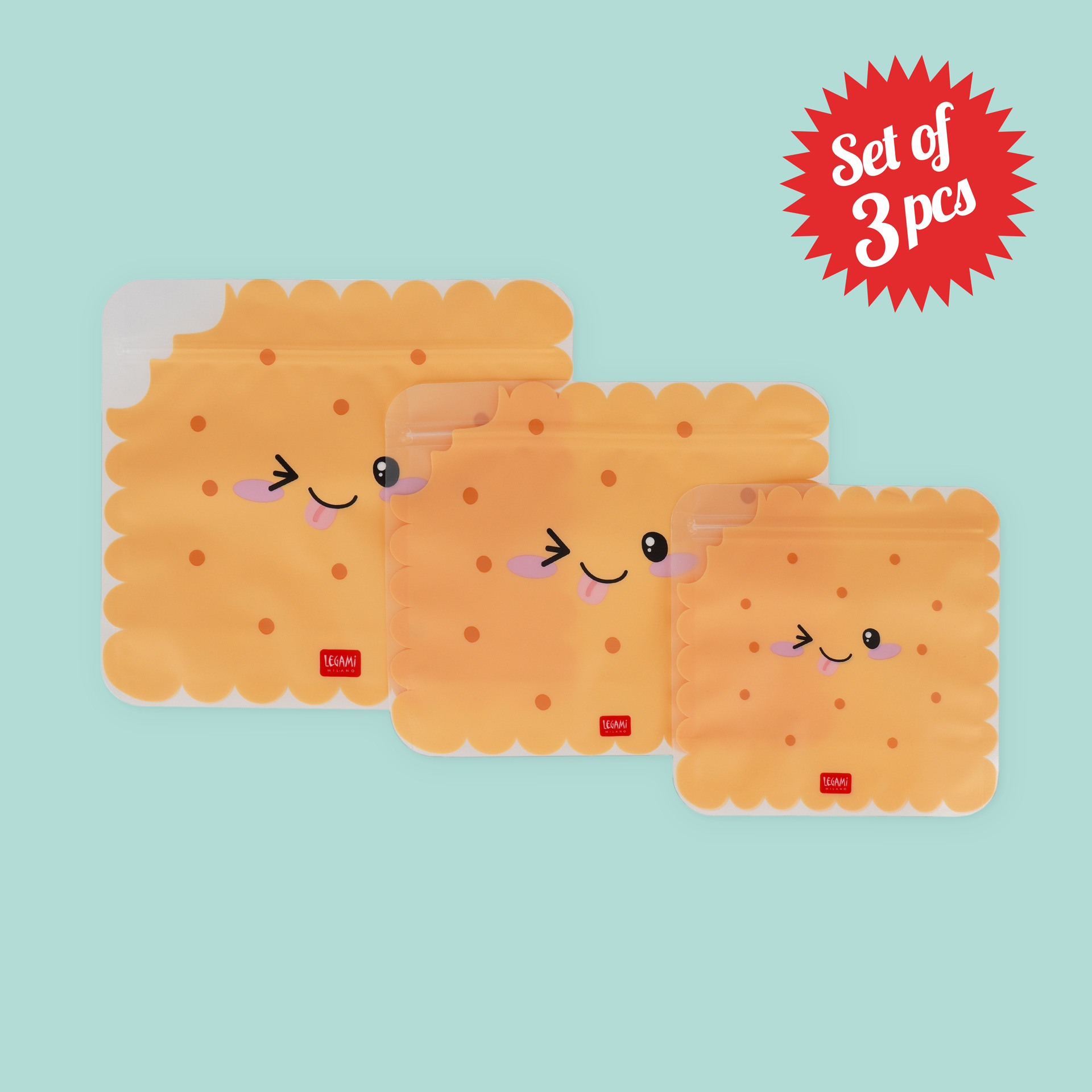 Legami Sada opätovne použiteľných vreciek na potraviny Cookie 3 ks