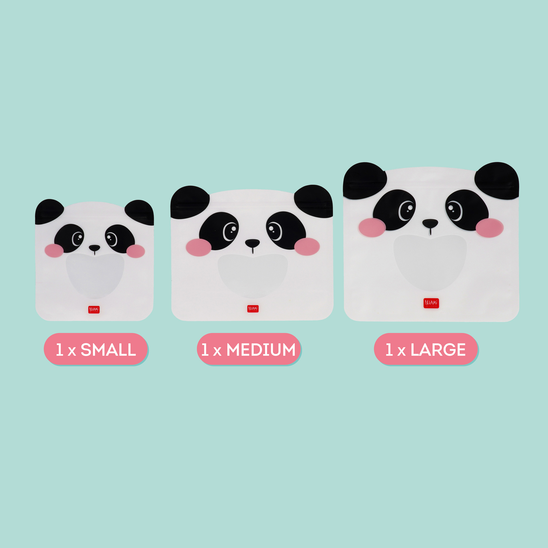 Legami Sada opätovne použiteľných vreciek na potraviny Panda 3 ks