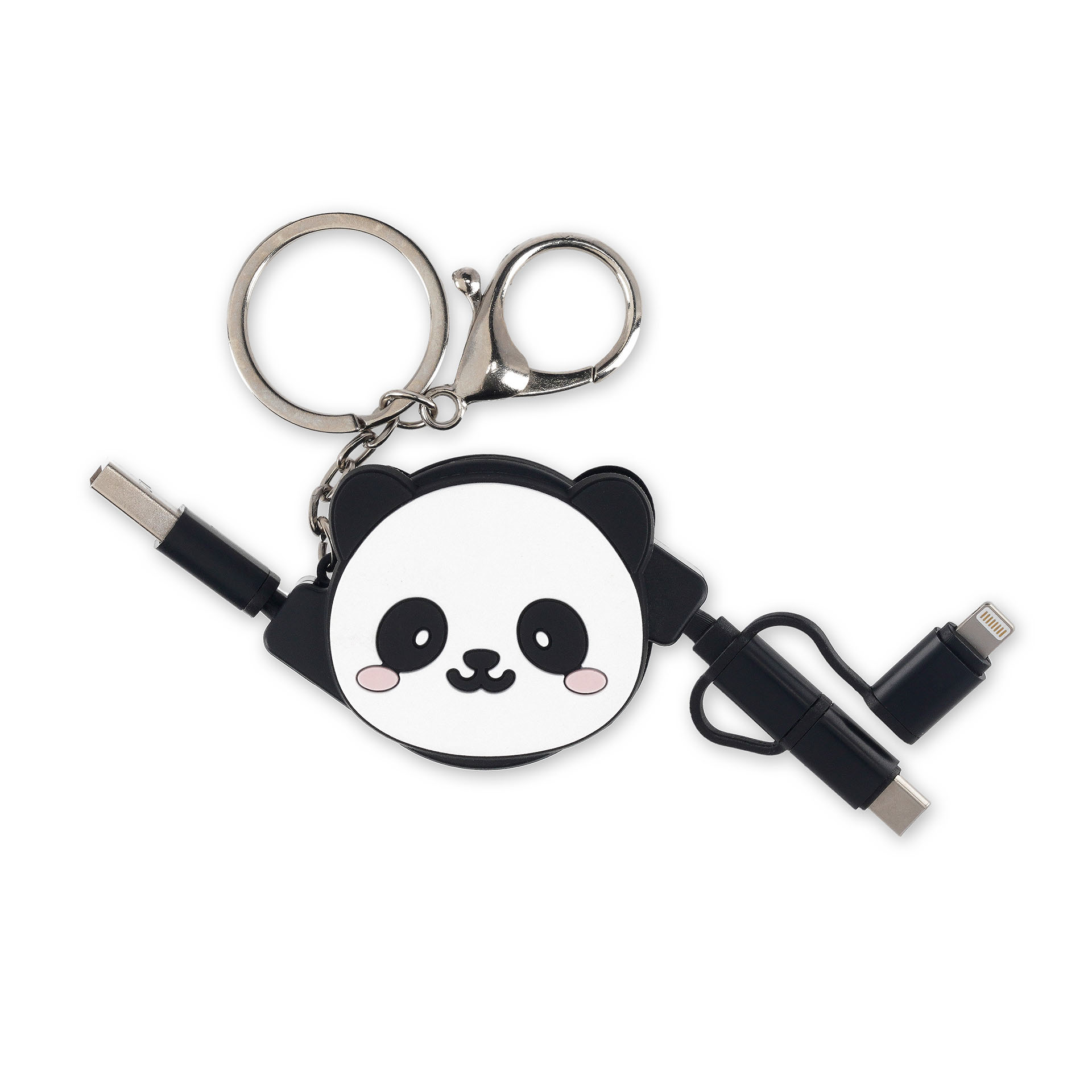 Legami Nabíjací kábel 3v1 výsuvný s kľúčenkou Panda