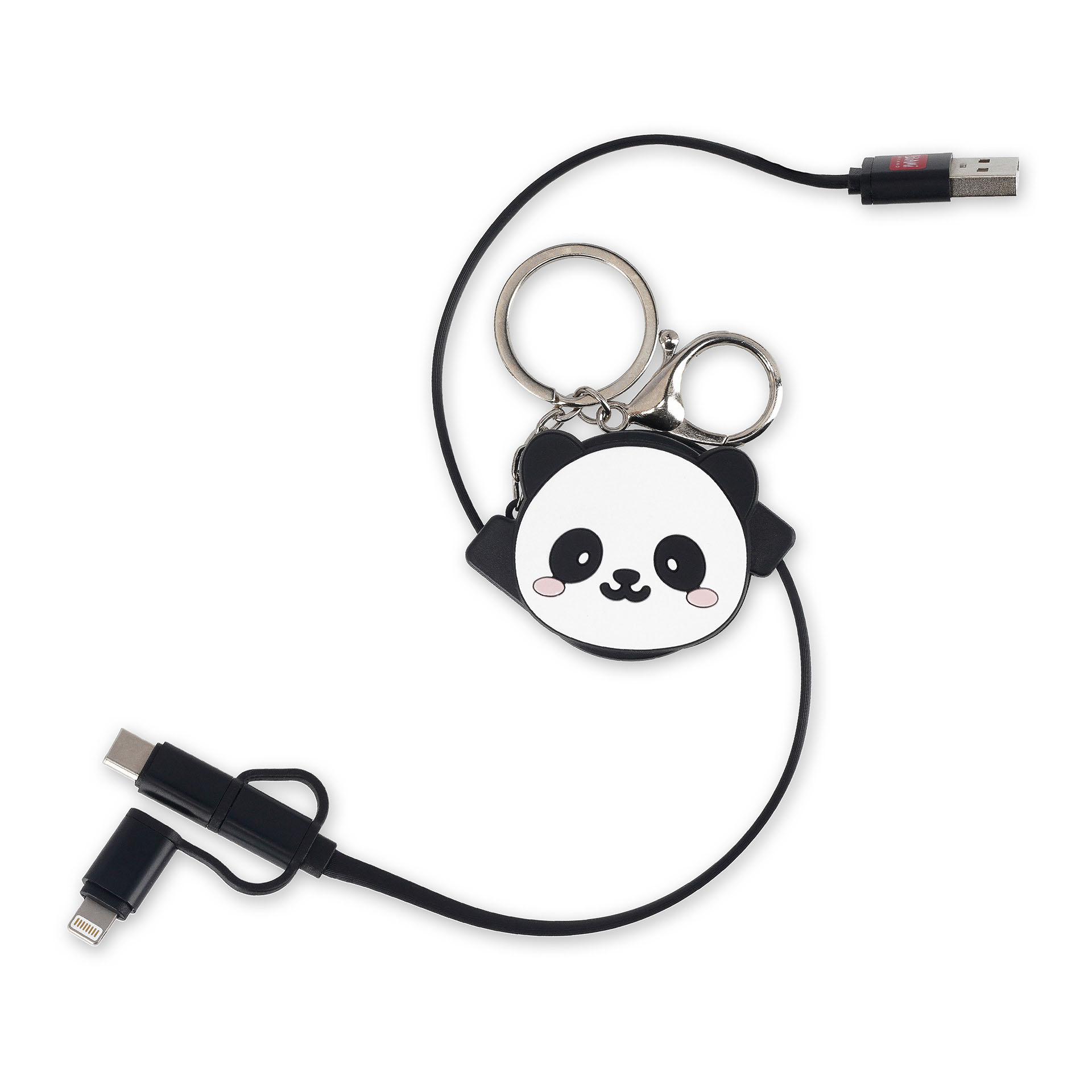 Legami Nabíjací kábel 3v1 výsuvný s kľúčenkou Panda