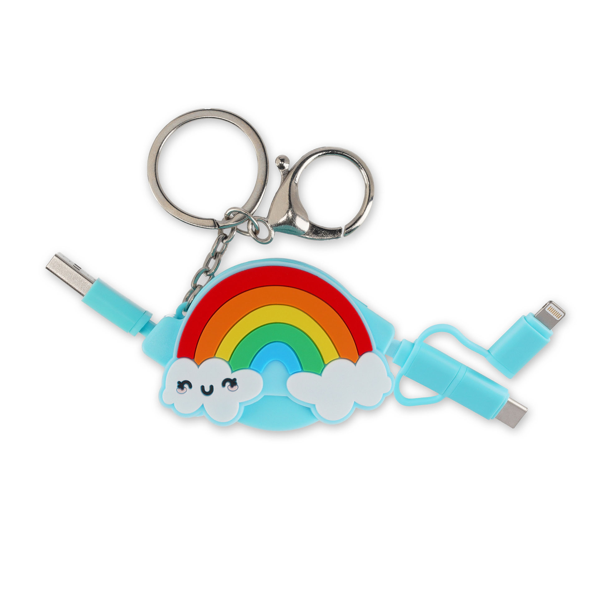 Legami Nabíjací kábel 3v1 výsuvný s kľúčenkou Rainbow