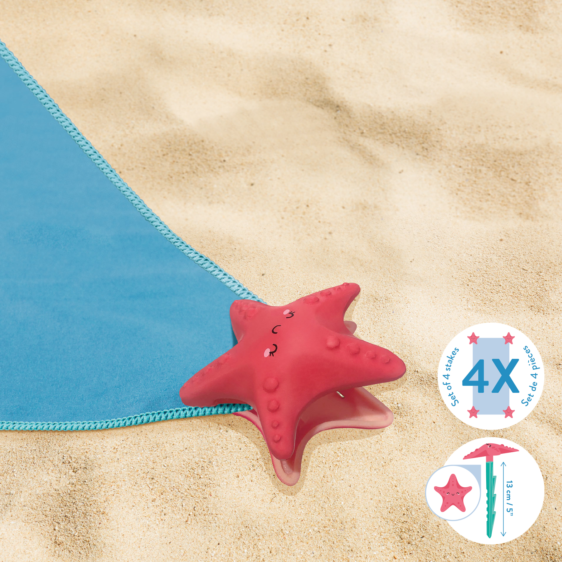 Legami Súprava kolíkov na plážový uterák Starfish 4ks