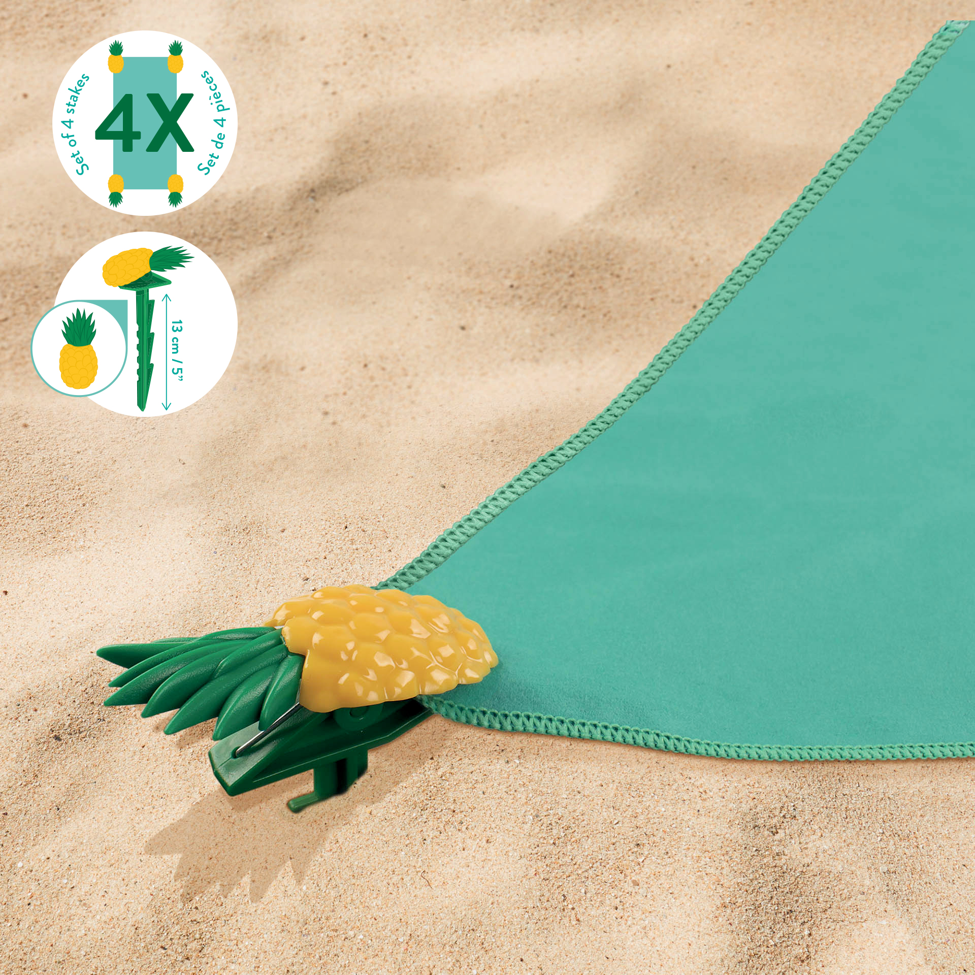Legami Súprava kolíkov na plážový uterák Pineapple 4ks