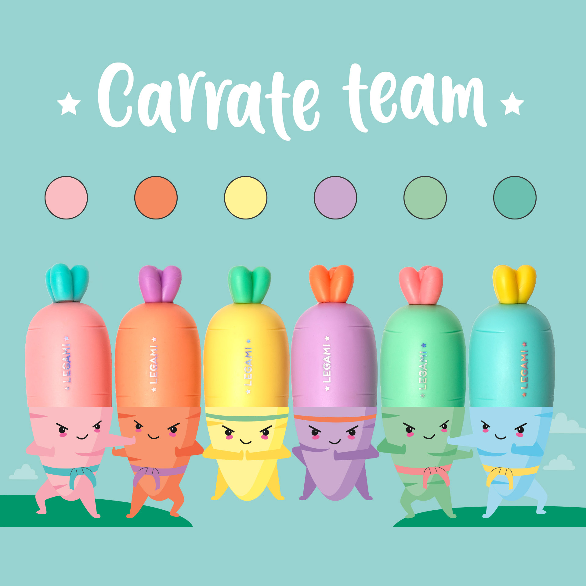 Legami Sada mini zvýrazňovačov Carrate team Carrot 6 ks
