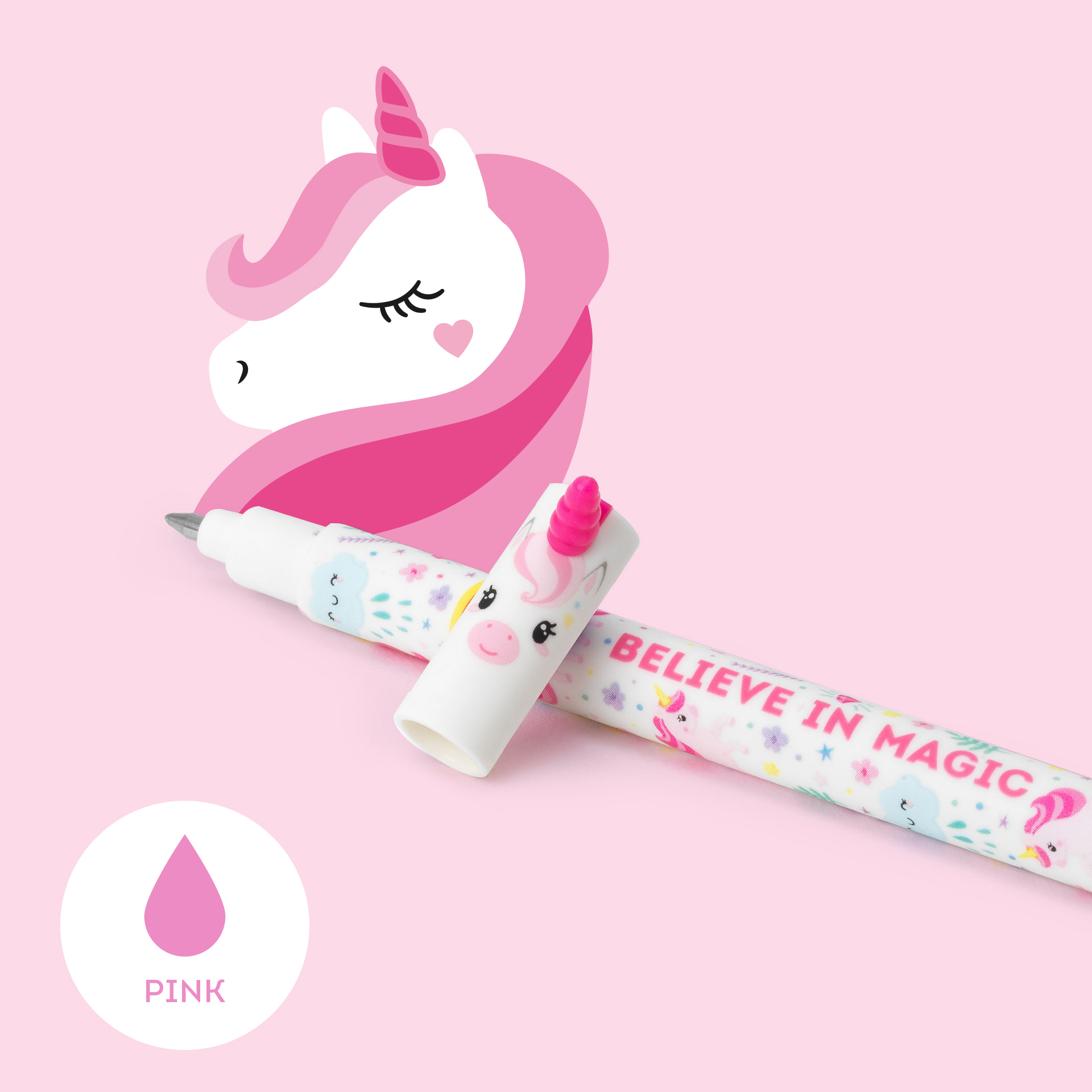 Legami Gumovacie pero Unicorn ružové