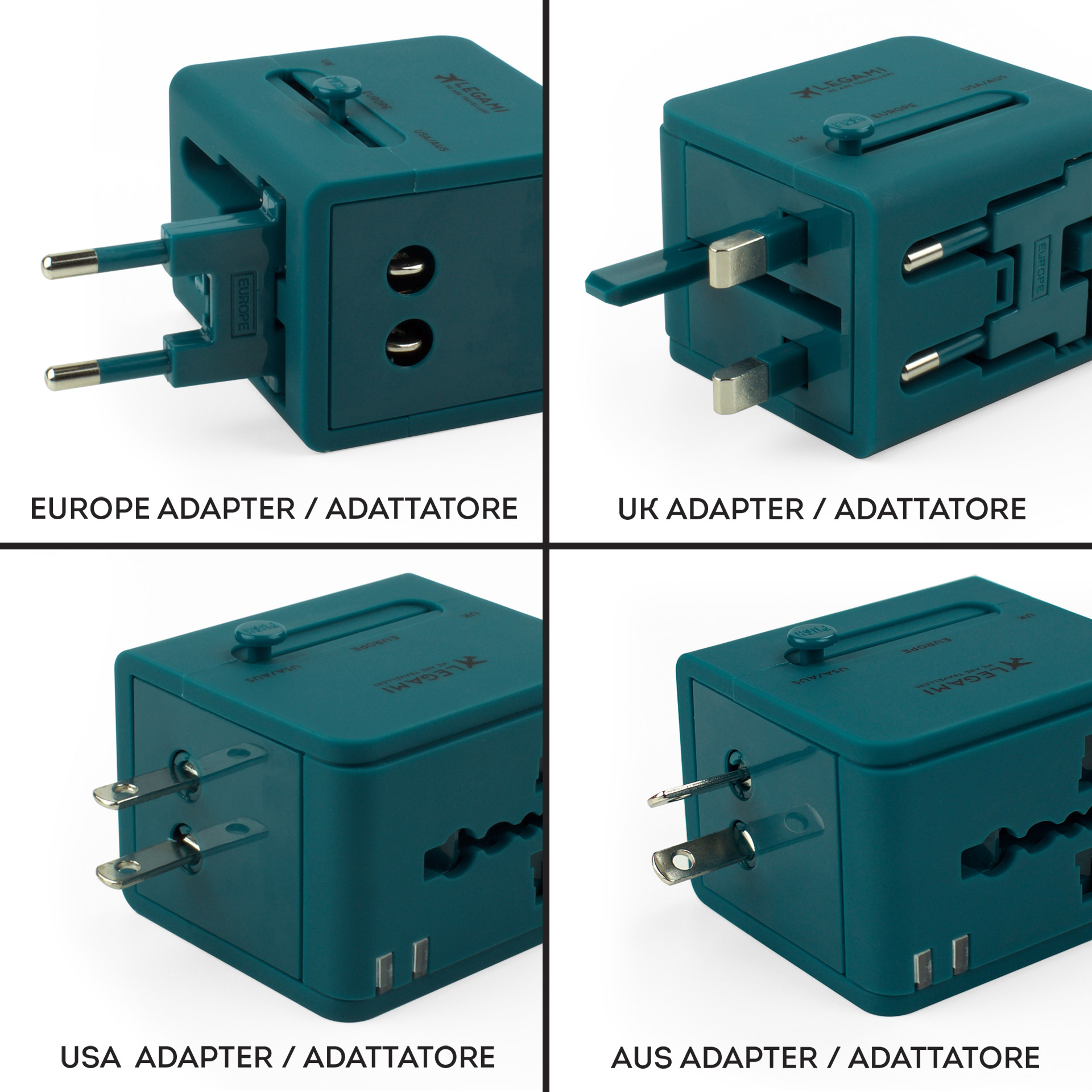 Legami Univerzálny cestovný adaptér Petrol Blue