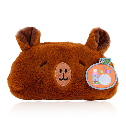 Darčeková sada do kúpeľa CAPYBARA COLLECTION v kozmetickej taštičke, vrátane sprchového gélu 50 ml, špongia na umývanie 15 g, vôňa: Čerstvá jahoda
