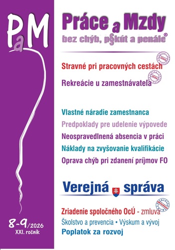 Práce a Mzdy 8-9/2026 - Stravné, Rekreácie
