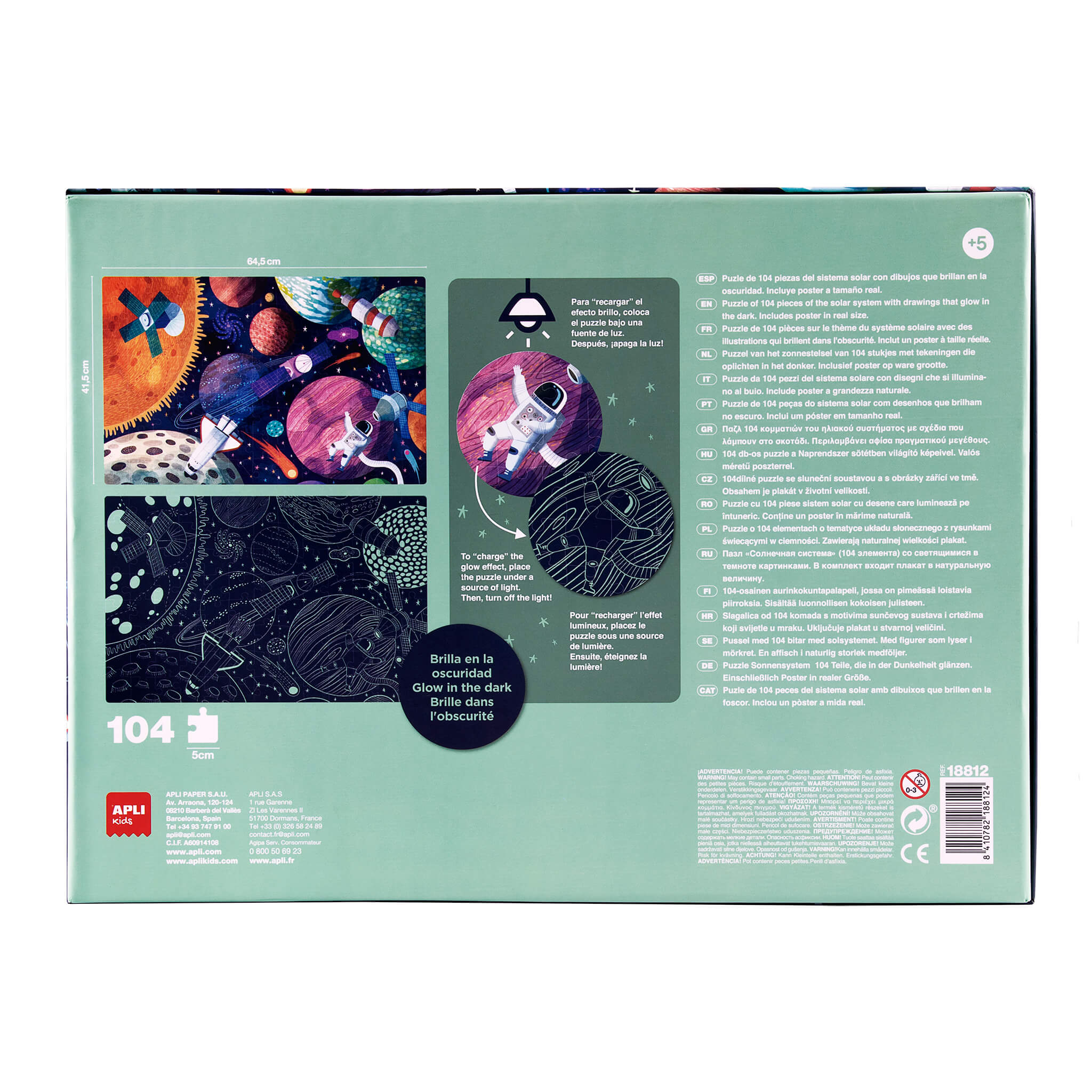 APLI Puzzle svietiace v tme Slnečná sústava 104 dielikov
