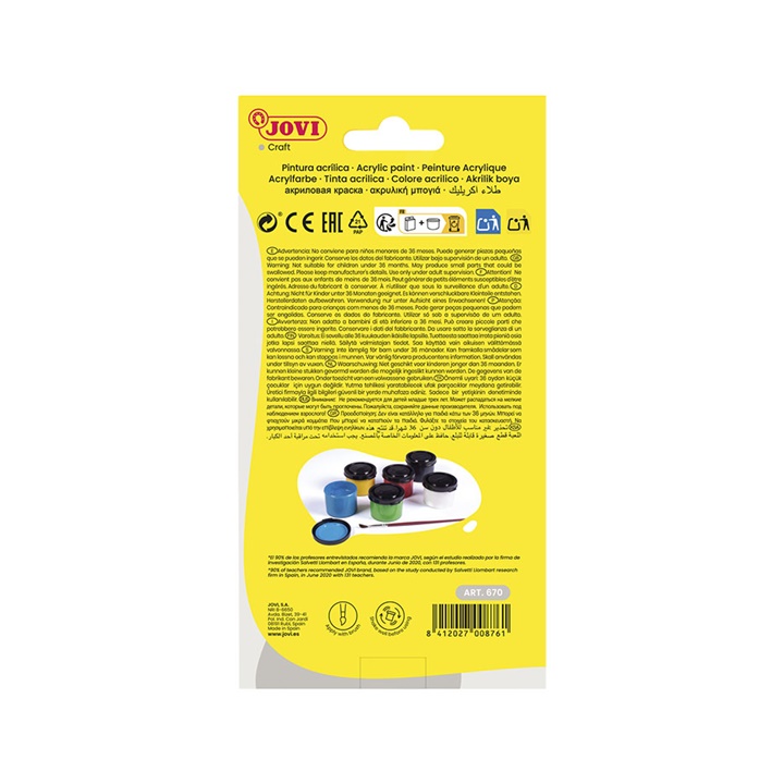 JOVI akrylové farby 6x55 ml, štetec