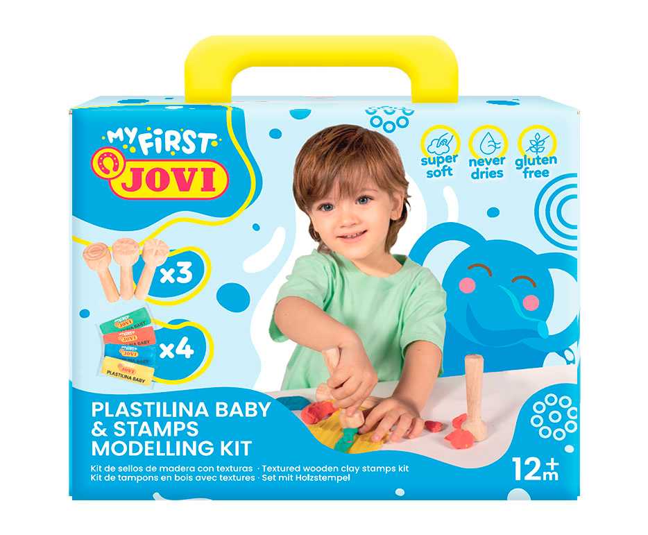 JOVI Baby plastelína 4x38g, 3 drevené pečiatky, záves