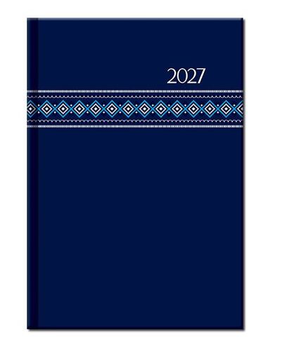 Diáre Týždenný diár A5 - FOLK modrý 2027