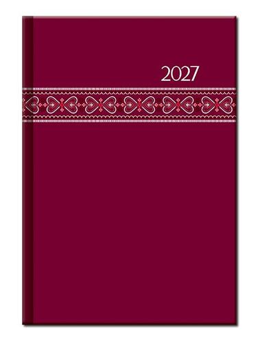 Diáre Týždenný diár A5 - FOLK červený 2027