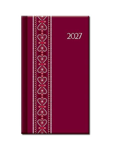 Diáre Mini diár A6 - FOLK červený 2027