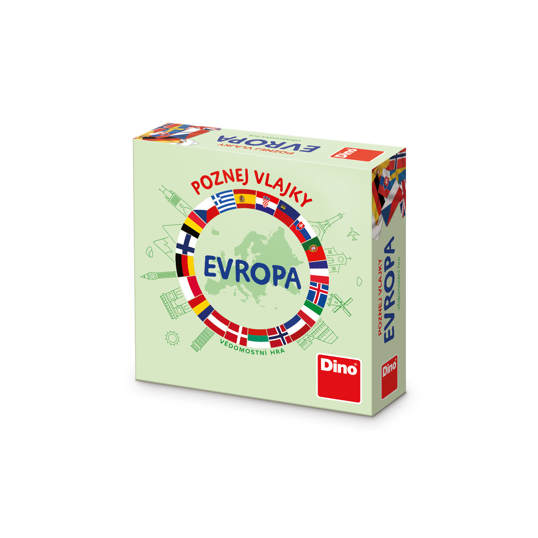 Cestovná hra Poznaj vlajky: Európa Dino
