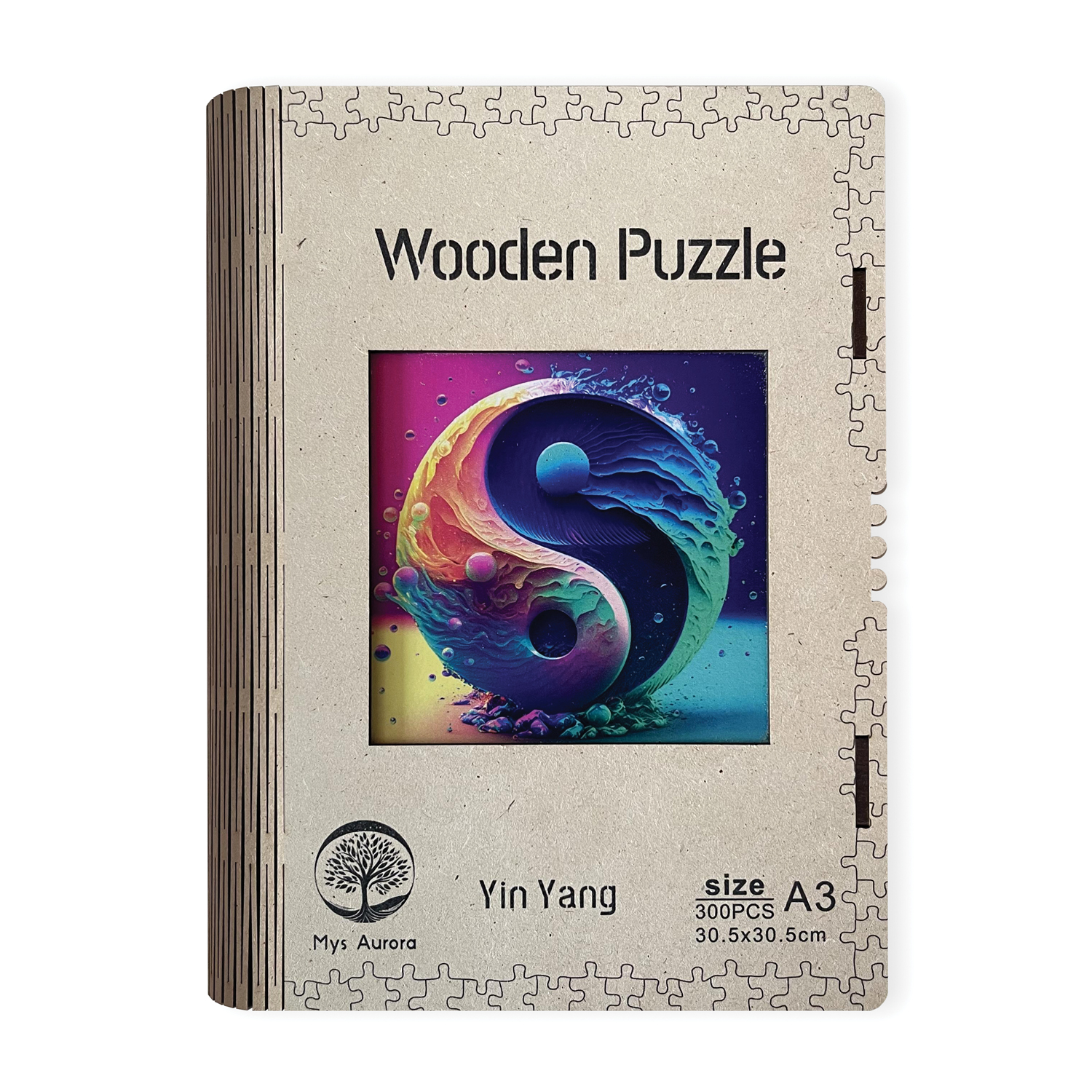 Drevené puzzle Yin Yang A3