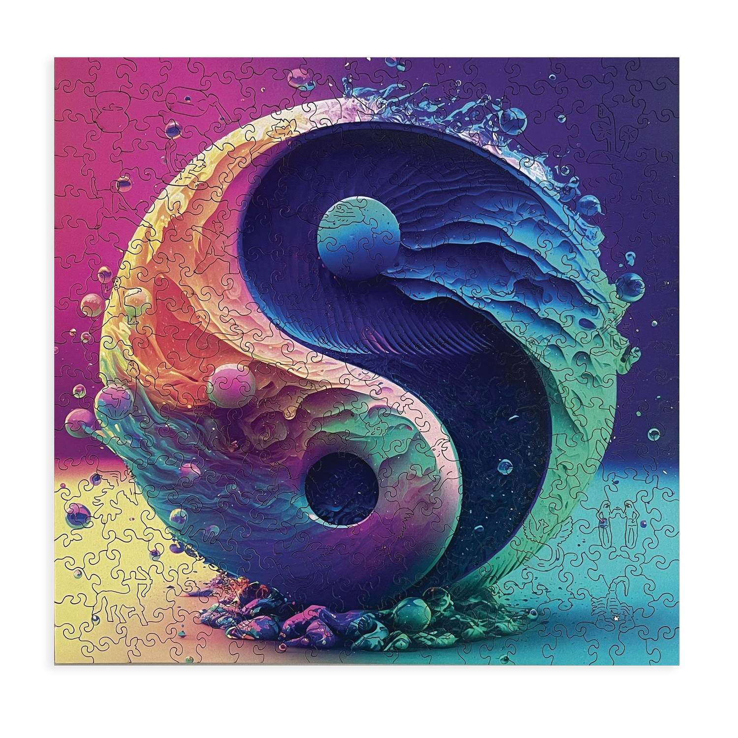Drevené puzzle Yin Yang A3
