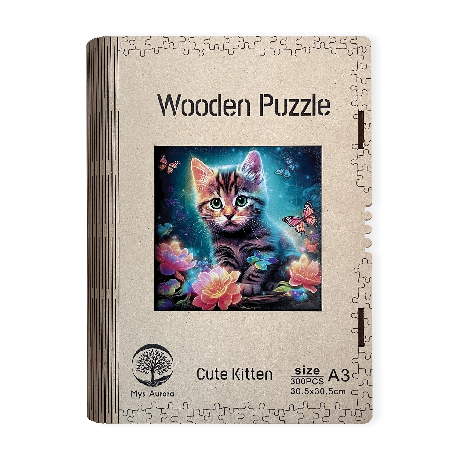 Drevené puzzle Mačka A3