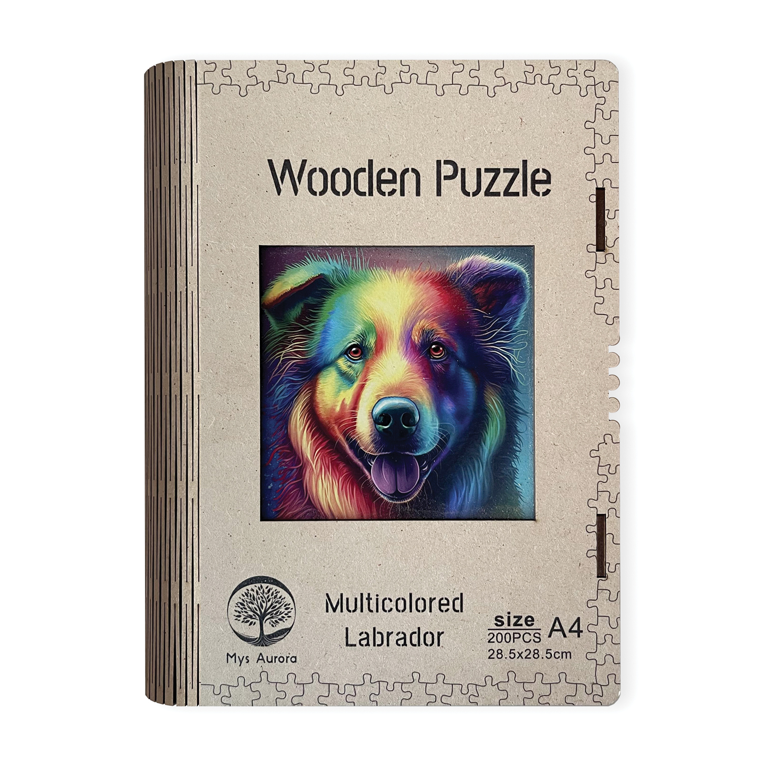 Drevené puzzle Viacfarebný labrador A4