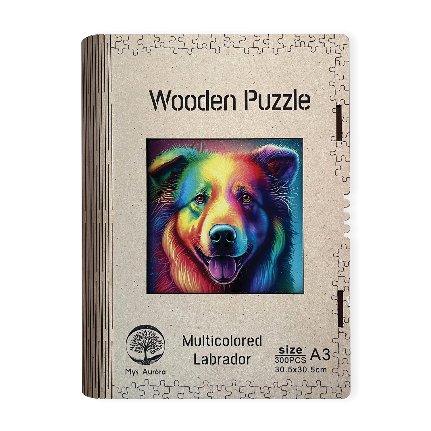 Drevené puzzle Viacfarebný labrador A3