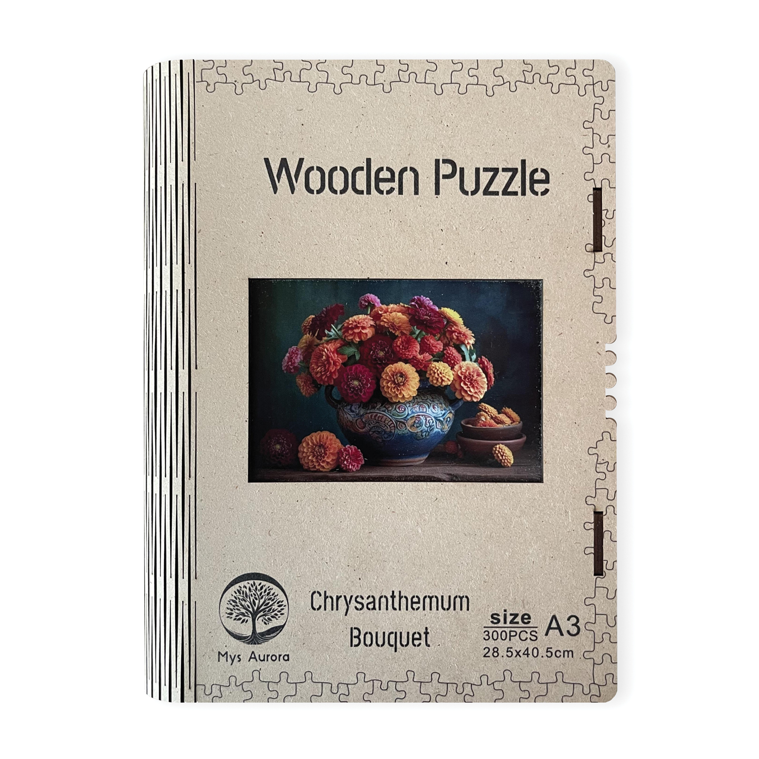 Drevené puzzle Chrysanthemum Bouquet A3