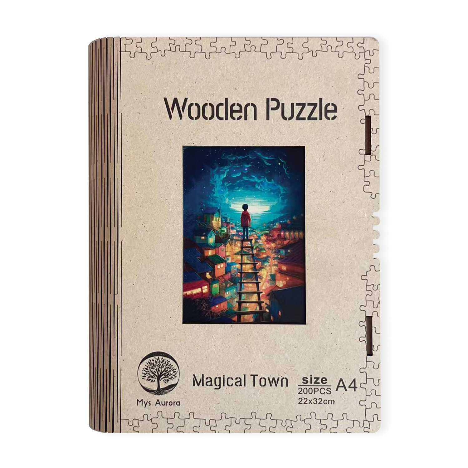Drevené puzzle Magické mesto A4